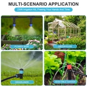 TERRALYX 230ft Drip Irrigation System with Quick-Connect,33ft 1/2 Mainline 197ft 1/4 Tubing Drip Irrigation Kit and 3 Nozzle Types Irrigation System for Garden,Flower Bed,Raised Bed,Greenhouse