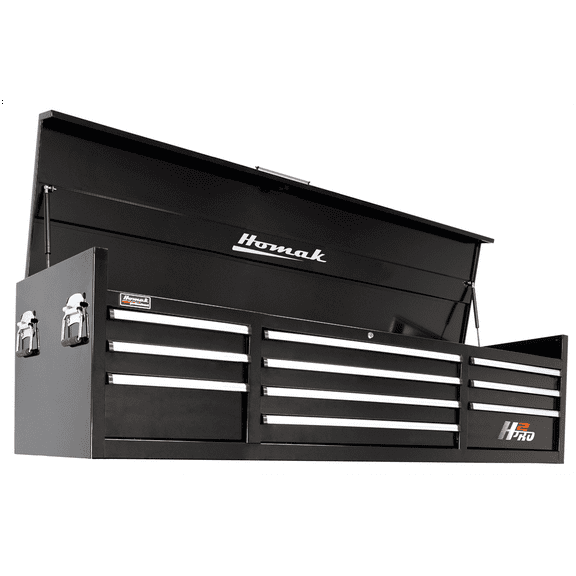 Homak Manufacturing H2PRO Series 72" 10-Drawer Top Chest, Black