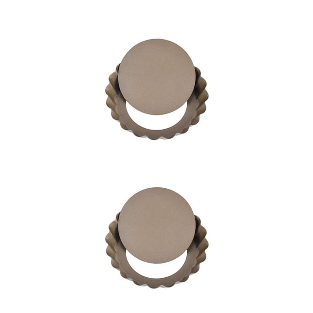 bedienty Quiche Pan Removable Bottom Non Stick Bakeware Kits Baking Accessory Kitchen Supplies Household Items Cooking Tools gold regular 4 inch 2Set