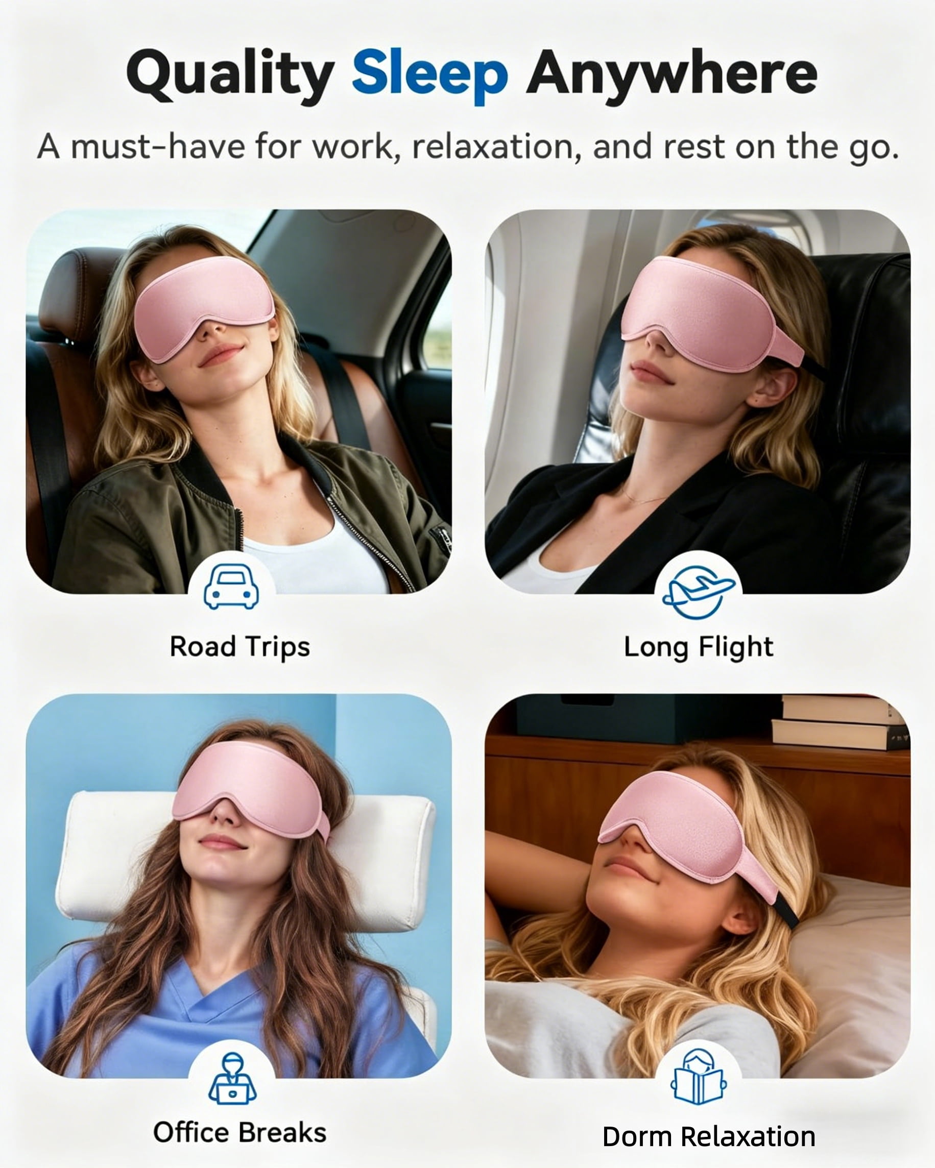 FACEMOON 2 Pack Adult Weighted Sleep Mask – Memory Foam Zero Pressure Design | 99% Light Blocking Comfort | Lash Extension Safe