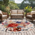 thumbnail image 5 of Independence Day Washable Round Area Rug 7 ft, US Flag Watercolor Flower Stars Linen, Soft Non Slip Rugs Stain Repellent Indoor Felt Carpet for Living Dining Room Bedroom Home Office, 5 of 9