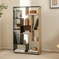 thumbnail image 2 of Costway 47-Inch Tall Bookshelf Modern Geometric Bookcase with Open Shelves for Home Black&Natural, 2 of 10