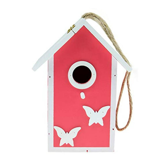 Clever Garden Decorative Hanging Birdhouse for Hummingbirds and Wild Birds, Red Butterfly