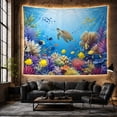 thumbnail image 6 of Sea Turtle Swimming in Coral Reef Underwater Scene, Serene Digital Art for Ocean Enthusiasts, Nautical Home Decor, Birthday Gift, Tapestry Wall Hanging for Living Room and Beach House, 6 of 7