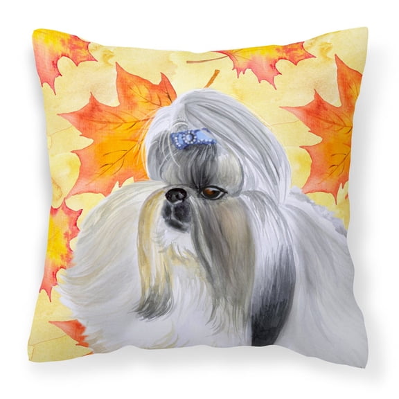 Carolines Treasures BB9927PW1818 Shih Tzu Fall Fabric Decorative Pillow  18H x18W multicolor