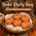 thumbnail image 6 of Mini Artificial Pumpkins 5 Pack, Orange Foam Pumpkins, Small Fall Table Decorations for Thanksgiving Halloween Mantel Tray Bowl Home Decor, 2.7*1.9in, 6 of 7