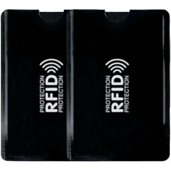 RFID Blocking Card Sleeve | Metal Finish Single Layer | Credit Card Holder for ID Badge | Anti-Skimming | 4 Colors (2, Metallic Black)