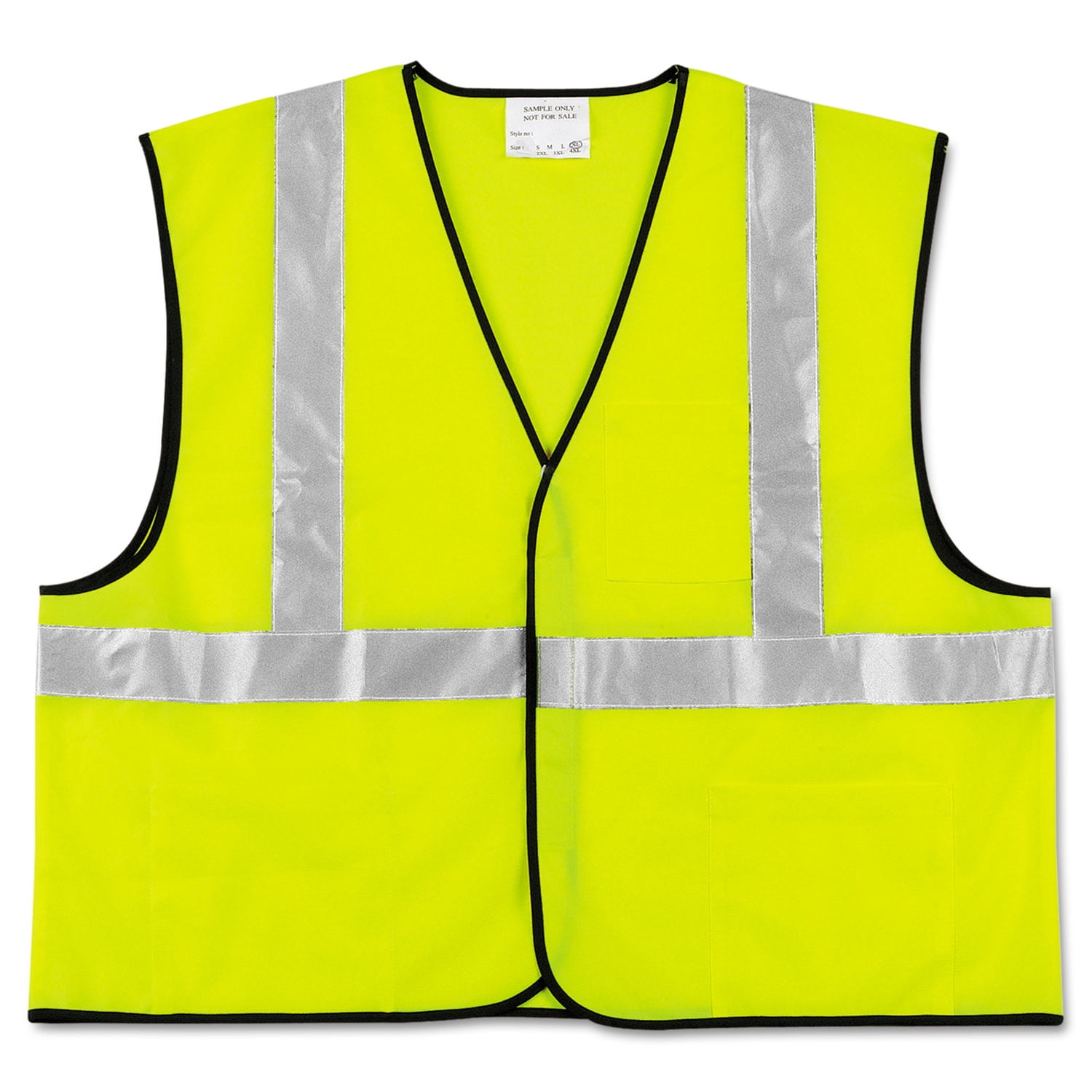 MCR Safety Class 2 Safety Vest, Fluorescent Lime with Silver Stripe