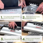 Nesco Vacuum Sealer Machine, Automatic Food Sealer With Accessory Port for Sealing Jars/Canisters, Built‑In Roll Storage & Cutter, Includes (2) 10 ft Rolls, For Pantry Storage & Preserving Leftovers