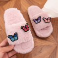 thumbnail image 5 of GPOECD Girls Slippers Kids Open Toe Cute Floral Decorated Warm Soft Non Indoor for Toddlers Multiple Colors Fuzzy Slippers Cozy Home Wear, 5 of 6