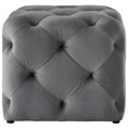 thumbnail image 3 of Grey Velvet Ottoman - Leonard - Square Shaped - Modern, 3 of 7