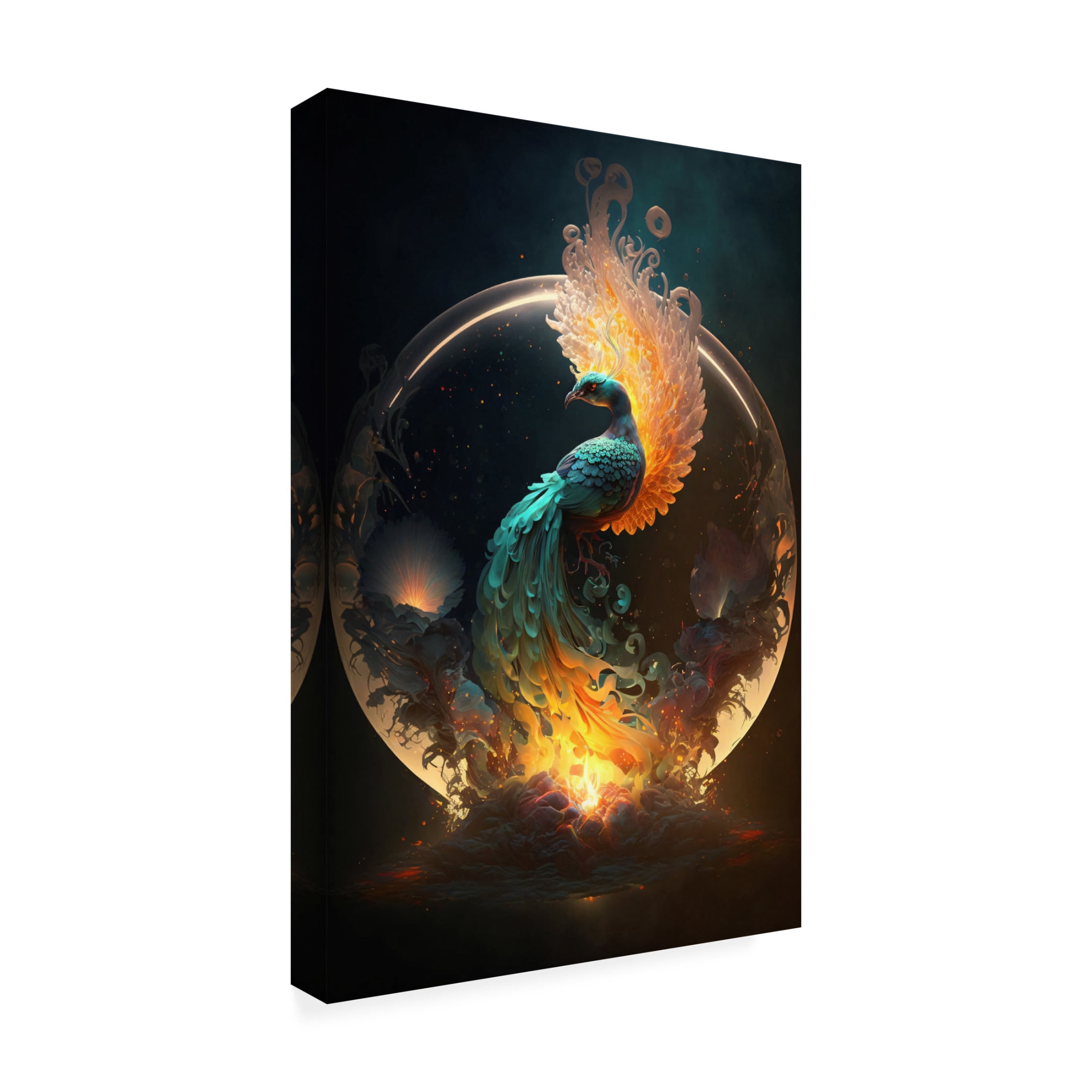 Canvas Wall Art - Ray Heere 'Proud Peacocks 19' Wall Art for Living Room, Bedroom, or Office Décor by Trademark Fine Art - 22 x 32 Inches