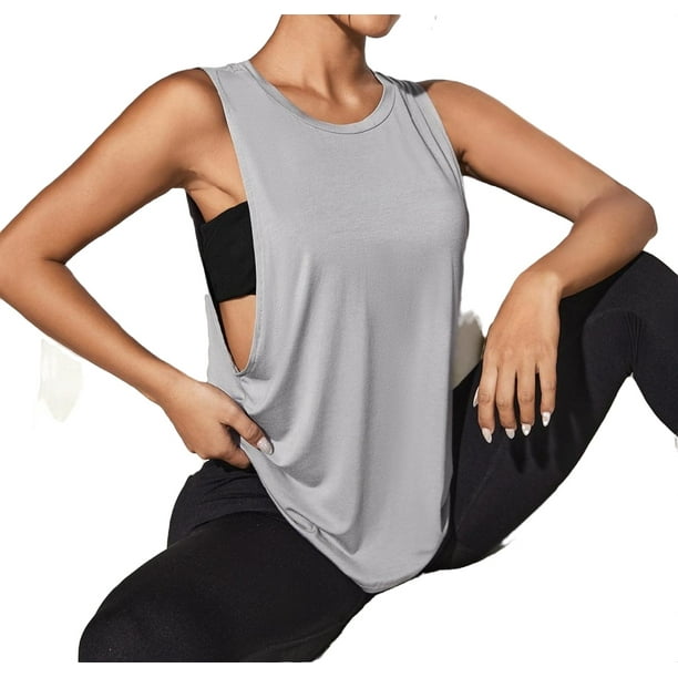 Women's Loose Fit Activewear Workout Gym Tank Tops Drop Armhole Athletic Sports Running Yoga Shirts L(8/10) - Walmart.com