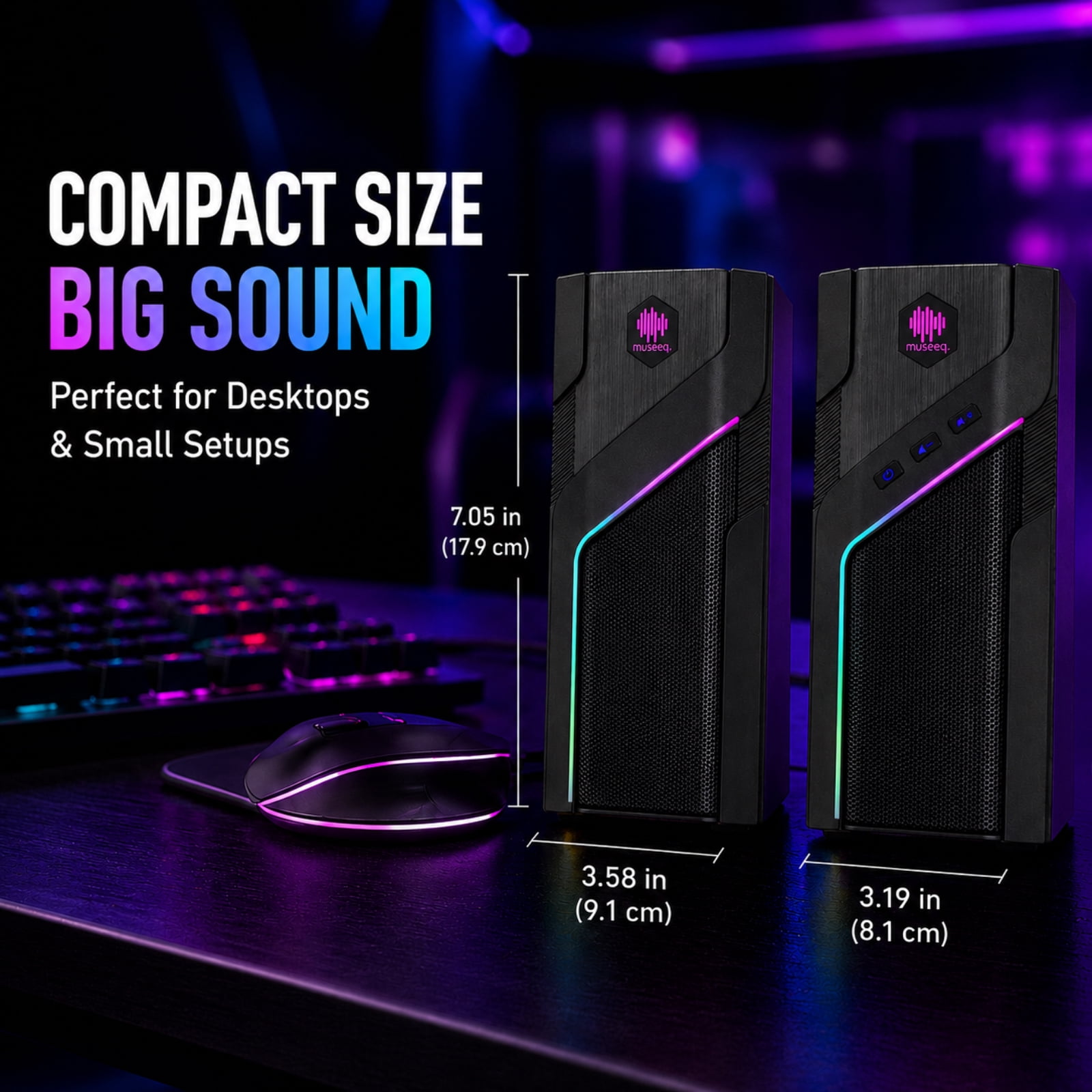 W-206RE RGB Gaming Speakers for PC, Bluetooth & USB Desktop Speakers for Gaming PC and Monitor, Touch Control Stereo Computer Speakers with 21 LED Light es