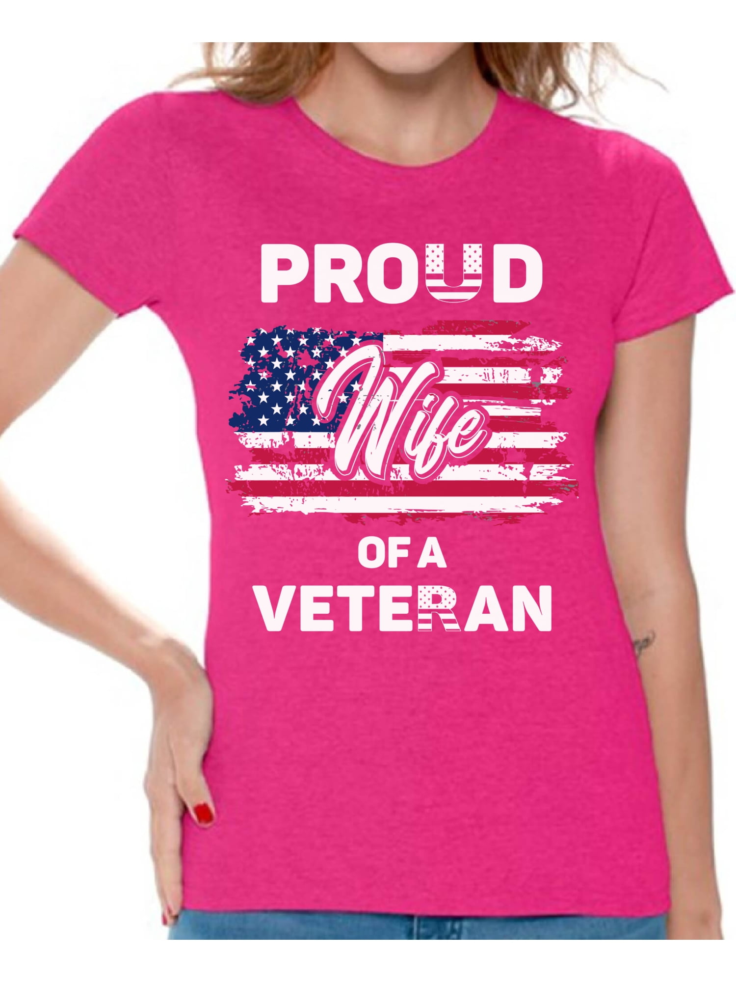 Awkward Styles Proud Wife of a Veteran Women T Shirt Veteran Clothing
