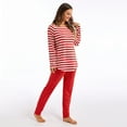thumbnail image 6 of iOPQO Pajamas For Women Women's Striped Pajamas Set Long Sleeve Tops And Pants Joggers Loungewear Soft Sleepwearwomens Pajama Sets Lounge Sets For Women 2 Piece Red 4Xl, 6 of 8