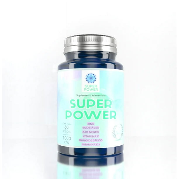 Suplemento FLOW Super Power con Zinc, Equinacea, Ajo Negro, Vitamina C ,Bayas de Sauco y Vitamina D3 con 60 Cápsulas de 1000 mg c/u Flow POWERZINCFLOW