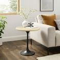thumbnail image 3 of Modway Lippa 20" Round Artificial Travertine Stone Side Table in Brown/Black, 3 of 8