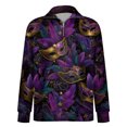 thumbnail image 5 of LNZGNM Men's Mardi Gras Shirts 1/4 Zipper Plus Size Mask Printed Sweatshirts Banded Collar Long Sleeve Top Novelty Carnival Outerwear,Dark Purple 3XL, 5 of 7