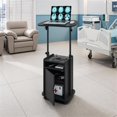 thumbnail image 2 of Pemberly Row Black Rolling Laptop Cart - Adjustable Height Desk with Storage, 2 of 12