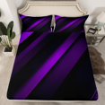thumbnail image 2 of Feelyou Purple Abstract Ombre Full Size Sheets for Teen, Chic Geometry Stripes Bed Sheets, Square Rectangle Sheet Sets, Microfiber Bedroom Decor, 4pcs, 2 of 7