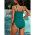 thumbnail image 5 of Womens Tummy Control One Piece Monokini Swimwear Side Tie Bath Suit Sexy Ribbed Swimsuit, 5 of 7