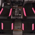 thumbnail image 3 of CAR PASS Rainbow Waterproof Universal Fit Faux Leather Car Carpet- Anti-Slip Nibbed Backing Floor Mats for SUV, Vans,Sedans,Trucks, Automotive Set of 4 for Women&Cute Girly (Black with Pink), 3 of 7