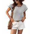 thumbnail image 3 of Blusas de Punto de Corta para Mujer, Cuello Redondo de Verano con Volantes, , Talla M, 3 of 10
