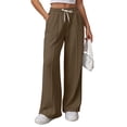 thumbnail image 5 of Sewkxo Womens Wide Leg Sweatpants High Waisted Baggy Pants Fashion Drawstring Athletic Joggers,Camel M, 5 of 7