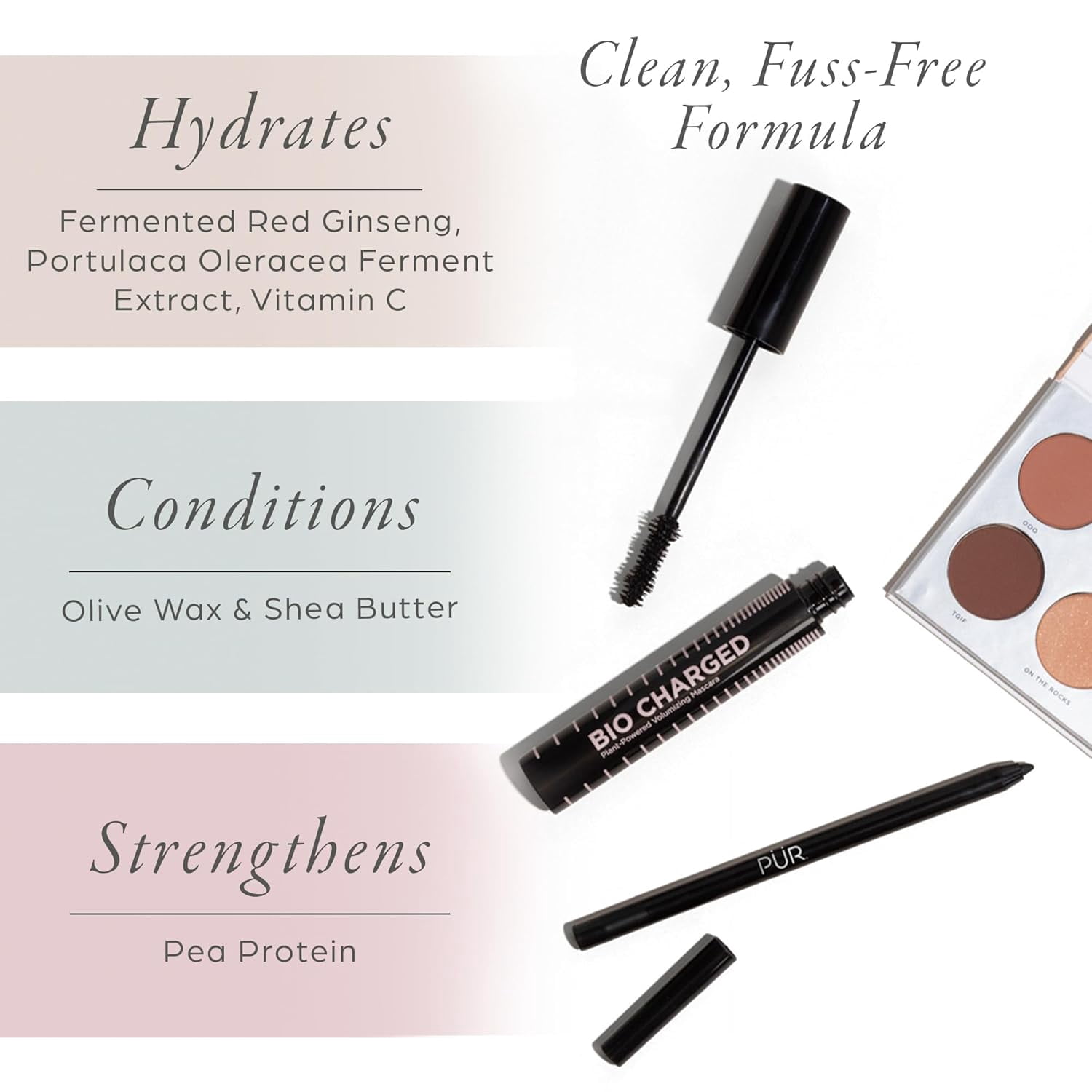 PÜR MINERALS Bio Charged Plant-Powered Volumizing Mascara - Waterproof, Lightweight & Long-Lasting Vegan Lash Mascara for Volume & Length