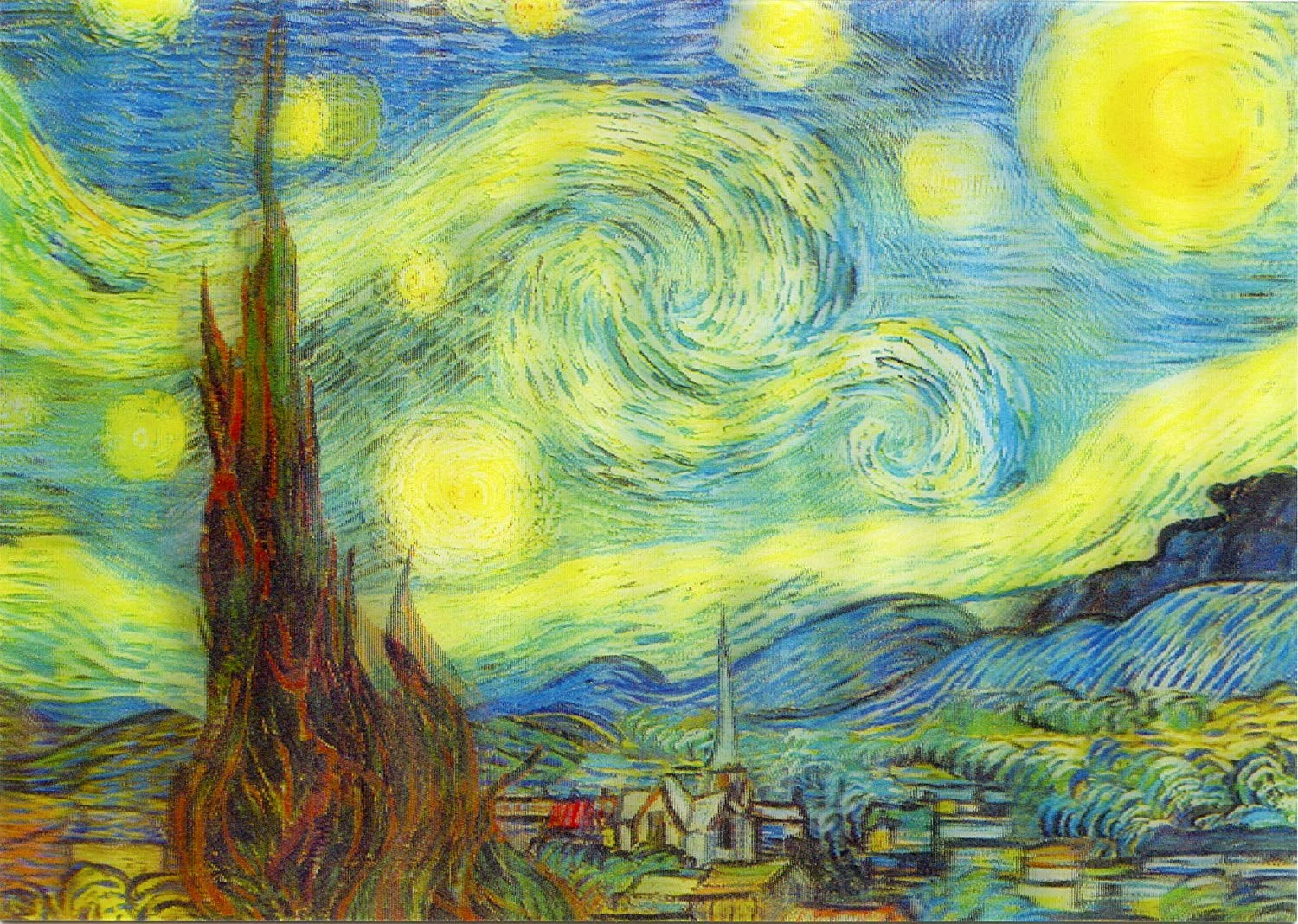 3D Lenticular Postcard Greeting Card Vincent Van Gogh Starry Night 