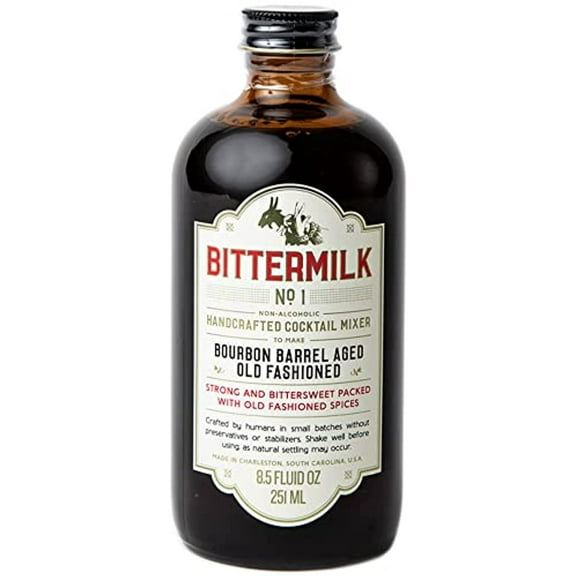 Bittermilk No.1 Bourbon Barrel Aged Old Fashioned Mix - All Natural Handcrafted Cocktail Mixer - Old Fashioned Drink Mixer - Just Add Bourbon or Whiskey, Makes 17 Cocktails