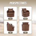 thumbnail image 6 of BISHE Modern PU Leather Recliner Chair with 360° Swivel, Comfy Barrel Accent Armchair with Cushions, Upholstered Lounge Chair for Living Room, Bedroom, Nursery, Apartment, Brown Leather, 6 of 7