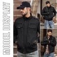 thumbnail image 5 of YUCOLEN Men's Winter Thick Fleece Lined Warm Jacket Casual Trucker Work Coat with Multi Pockets Zip Black 2XL, 5 of 6