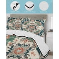 thumbnail image 4 of Quilts Twin XL Size, Teal Green Boho Floral Soft Comforter Bedding Set for Bed, Southwestern Ethnic Flowers Retro Lightweight Quilted Bedspread with Pillow Cover(2 Pieces) for All Season, 68x98 Inch, 4 of 6
