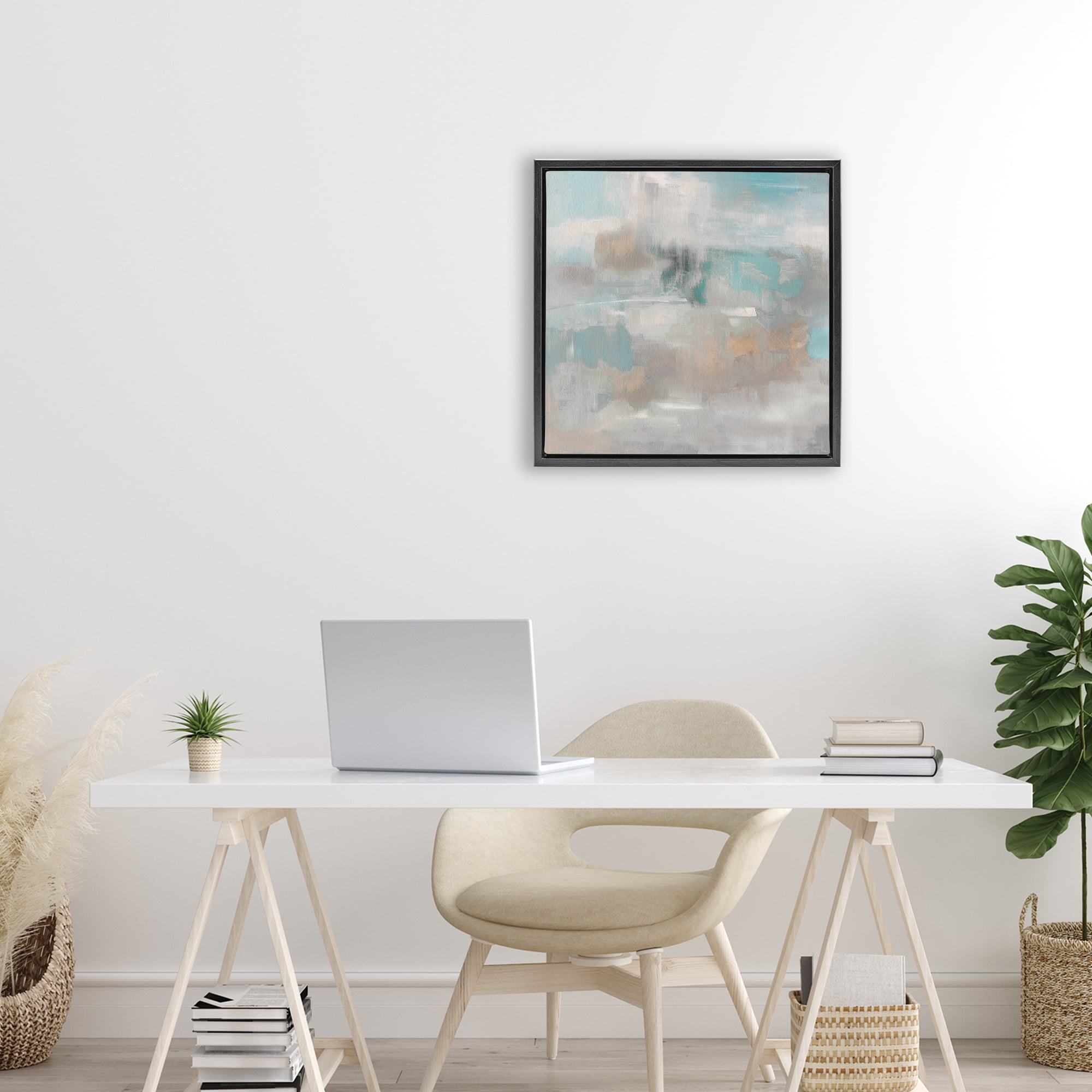 Stupell Industries Serene Soft Abstract Study Black Framed Floater Canvas Wall Art, design by Sally Swatland
