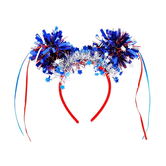 StlyGar Patriotic Headbands with Tinsel Stars Balloons, Red White Blue, 4th of July Party Accessories, Independence Day Memorial Day Supplies