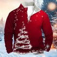 thumbnail image 4 of KHONTS Men's Christmas Sweatshirts Trendy Snowflake Graphic Print Sweatshirt Oversized Long Sleeve Stand Collar Tops 2-Red 4XL, 4 of 4