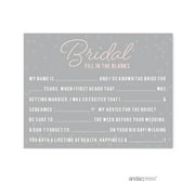 Fill-In-The-Blank - Bride Pink Blush and Gray Pop Fizz Clink Wedding Bridal Shower Game Cards, 20-Pack
