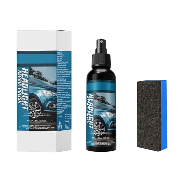 Rirozkan Car Headlight Cleaner Kit, 4 oz Restoration Fluid with Sponge, Headlight Lens Coating, Plastic Polisher, Auto Light Renewal Set for Clear Headlights