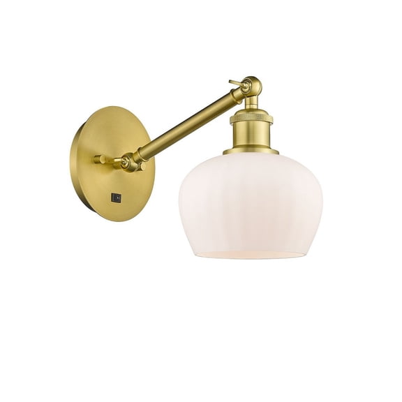 317-1W-SG-G91-LED-Innovations Lighting-Fenton - 1 Light Wall Sconce In Art Nouveau Style-9.88 Inches Tall and 6.5 Inches Wide Satin Gold Matte White