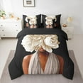 thumbnail image 2 of Homewish Black Girl 7-Piece Twin Bedding Sets For Teens Female Adults,Chic Flowers Bedding Comforter Set,Fashion Modern Breathable Sheet Sets,Lightweight Room Decor,Reversible, 2 of 8