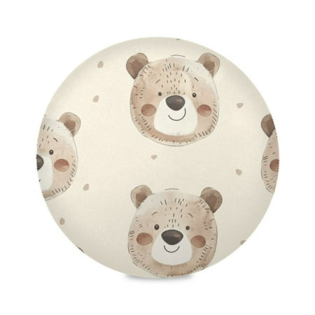 

Round Plate Mat 15.4x15.4 Inchesx4 Placemat Table Mat Kitchen Mat Coffee Mat Fabric Thick Strong Wear-Resistant Heat Resistance Light Brown Bear