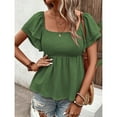 thumbnail image 6 of ECZHAW Womens Tops ,Women's Summer Peplum Tops Square Neck Ruffle Short Sleeve Blouse Smocked Top Dressy Casual Shirts, 6 of 7