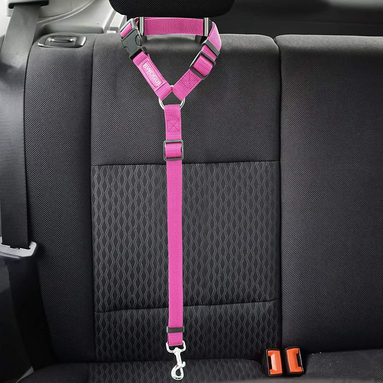 BWOGUE 2 Packs Dog Cat Safety Seat Belt Strap Car Headrest Restraint  Adjustable Nylon Fabric Dog Restraints Vehicle Seatbelts Harness