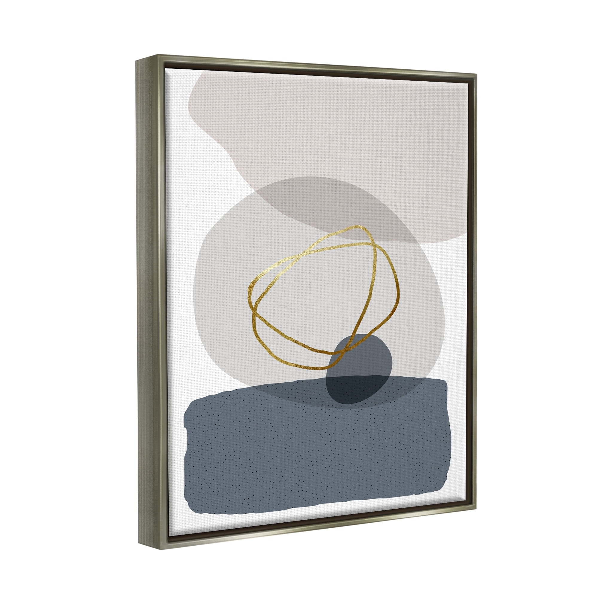Stupell Industries Modern Contemporary Abstract Rock Shapes Glam Detail Luster Gray Framed Floating Canvas Wall Art, 24x30, by Urban Epiphany