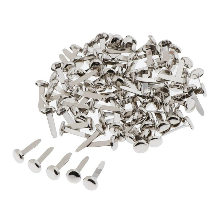 50/100x Metal DIY Variety Mini Brads Paper Fasteners Craft 100pcs round  head, 15x8mm 