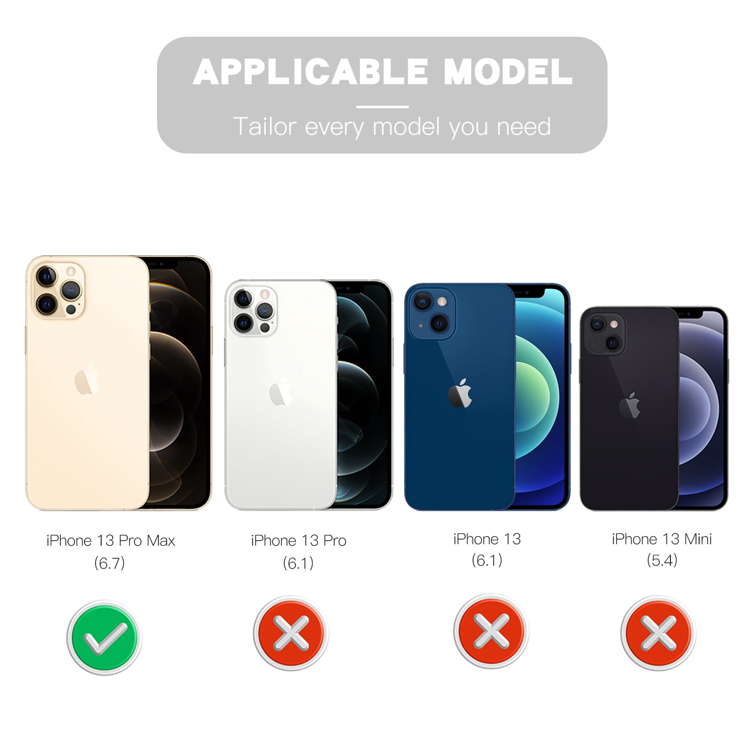 SaniMore for iPhone 13 Pro Max IP68 Waterproof Case with PET Screen Protector, Ultra Clear Cover with Magnetic Wireless Charging Transparent PC + Soft TPU Heavy Duty Protection Shell, Black