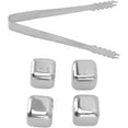 thumbnail image 3 of Whiskey Stones,Reusable Ice Cubes,4Pcs Stainless Steel Ice Cubes Reuseable Polishing Beverage Chilling Stones for Kitchen Restaurant Office Red Wine Bar Beer(4 capsules with ice clip), 3 of 5