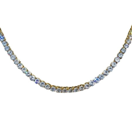 AkoaDa Alloy Tennis Chain Choker Rhinestone Clear Cz Stone Diamond Mens Hip Hop Necklace